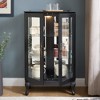 KTMBDW Cabinet with Glass Doors, Wood Display Cabinet with Mirrored Back Panel and Adjustable Shelves for Living Room (Light Bulb Included) - 4 of 4