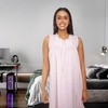 ADR Women's Cotton Nightgown Sleeveless Lace Trimmed Button Up Vintage Night Dress Gown - 4 of 4