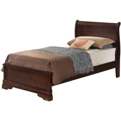 Passion Furniture Louis Philippe Sleigh Twin Panel Bed