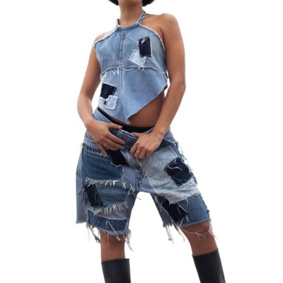 Women's Patch Denim Shorts - knotWTR