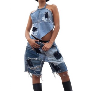 Women's Patch Denim Shorts - knotWTR - 1 of 4