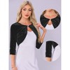 Allegra K Women Velvet Crew Neck Cropped 3/4 Sleeve Shrug Cardigan - 2 of 4