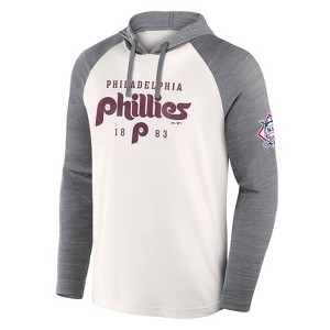 MLB Philadelphia Phillies Men's White Long Sleeve Lightweight Bi-Blend Hooded Sweatshirt - 1 of 3