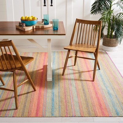 Coastal Breeze Blue Cotton-Wool 5'x8' Flat Woven Rug