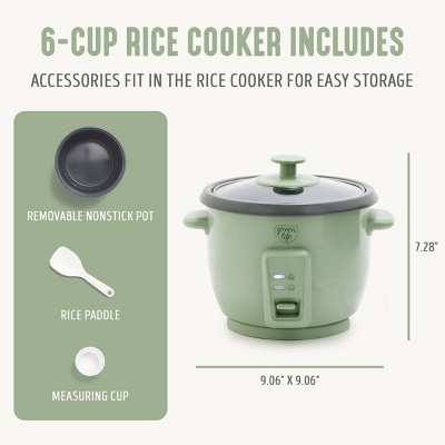 GreenLife 1.5qt Rice Cooker Green Sage