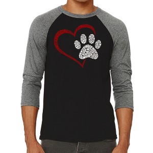 LA Pop Art Paw Heart - Men's Raglan Baseball Word Art T-Shirt - 1 of 4