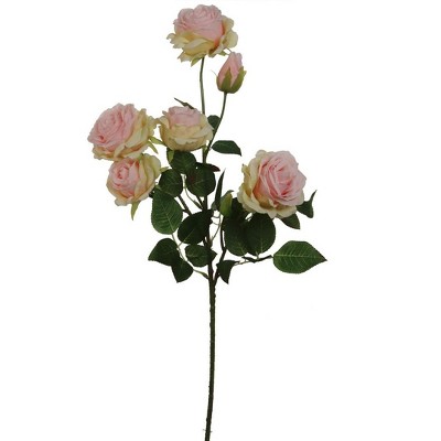Floral Home 27" Pink Green Rose Spray - 12-Piece