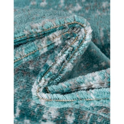 Turquoise Rectangular Synthetic Stain-Resistant Area Rug