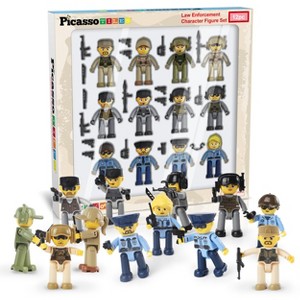 PICASSO-TILES 12PC Law Enforcement Character Figure Set, Magnetic Tiles and Brick Compatible Set STEM Toys for Kids 3+ - 1 of 4