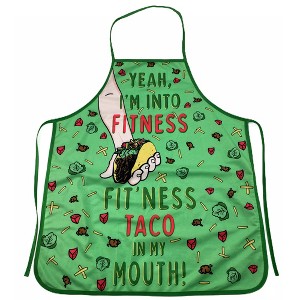 Fitness Taco Funny Kitchen Apron and Oven Mitts Humorous Gym Graphic Novelty Cooking Accessories - Crazy Dog Bakeware - 1 of 4