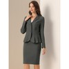 INSPIRE CHIC Women's Business Long Sleeve Notched Lapel Peplum Blazer Pencil Skirt Suit Set 2 Pcs - 4 of 4