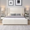 KTMBDW Elegant Bed Frame/Wingback Headboard/Upholstered Platform Bed/Strong Wooden Slats/No Box Spring Needed/Easy Assembly/White - 2 of 4
