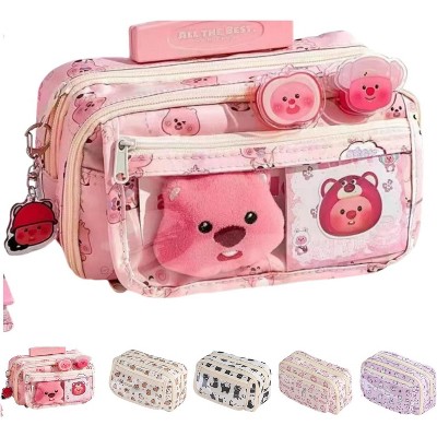 Fmeida Cute Kawaii Pencil Case Pouch Cartoon Pen Box Holder Organizer for Office Workspace Supplies Desk Accessories