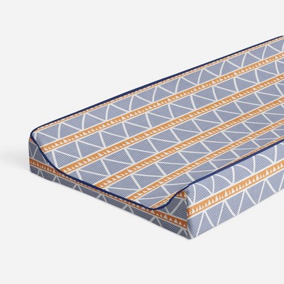 Bacati - Liam Orange/Navy Large Triangles Quilted Muslin Changing Pad Cover
