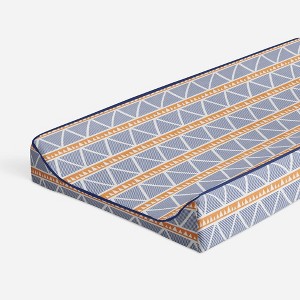 Bacati - Liam Orange/Navy Large Triangles Quilted Muslin Changing Pad Cover - 1 of 4