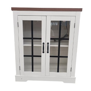 Buffet Cabinet with Storage, Sideboard Buffet with Glass Doors& Power Outlet for Kitchen, Coffee Bar, Living Room - 1 of 1