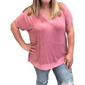 Women's Washed Knit Tunic Top - KORI - 1 of 3