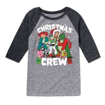 Boys' Toy Story Christmas Crew Raglan Three Quarter Sleeve Graphic T-Shirt - Heather Black/Heather Gray