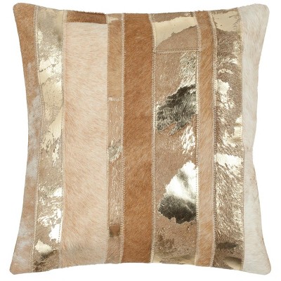 Contemporary Gold Embroidered Square Pillow Set, 18" x 18"