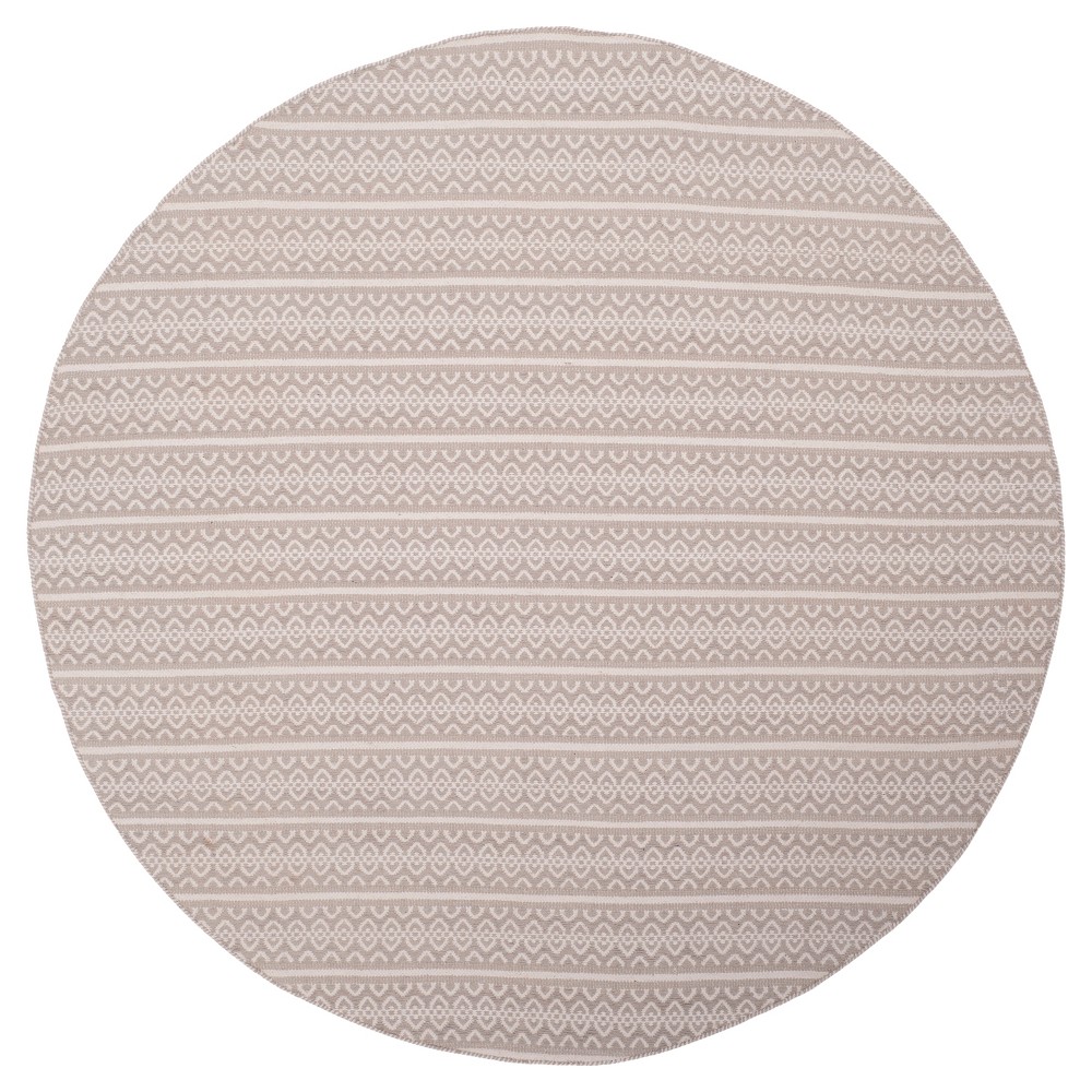 Ivory/Gray Geometric Woven Round Area Rug - (6' Round) - Safavieh