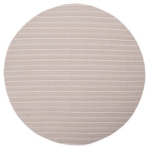 Ivory/Gray Geometric Woven Round Area Rug - (6
