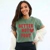 Simply Sage Market Women's Better Not Pout Bold Heart Short Sleeve Garment Dyed Tee - 2 of 3