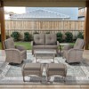 Belord Outdoor Patio Furniture Set with Glider Loveseat, Gray Wicker Deep Seating Patio Swivel Rocker Glider Chairs and Rattan Coffee Table - 2 of 4