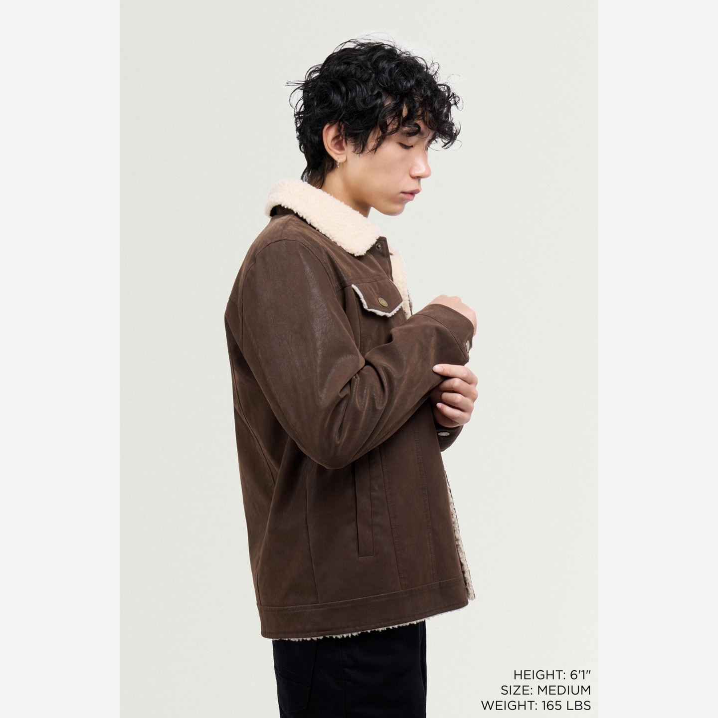 Мужская куртка X RAY Jacket With Faux Shearling Lining in Dark Brown, цвет: Тёмный коричневый — фото 6