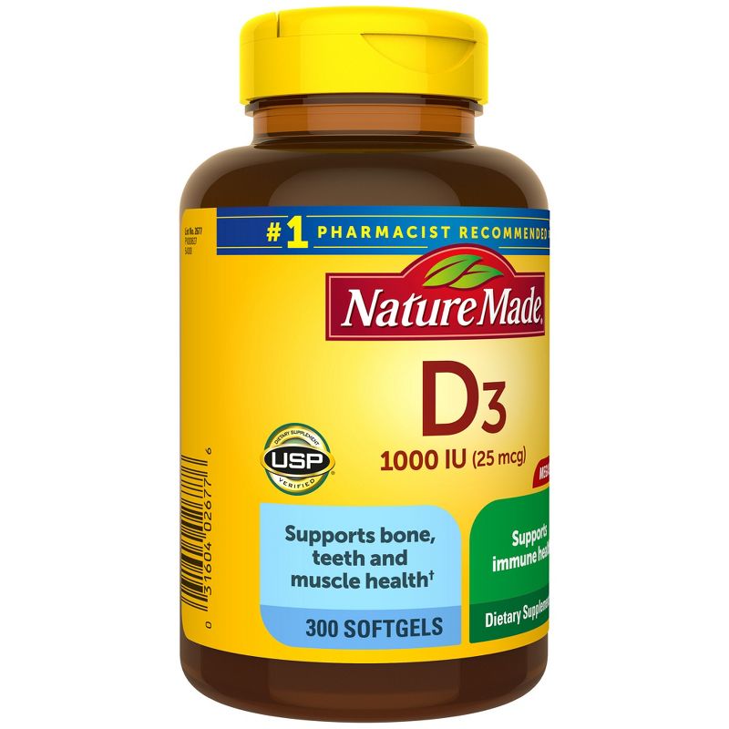 Nature Made Vitamin D3 1000 IU (25 mcg), Bone Health and Immune Support Softgel , 5 of 11