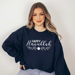 Simply Sage Market Women's Graphic Sweatshirt Happy Hanukkah - 1 of 4