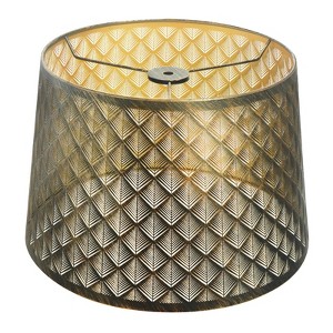 Bronze Gold Arrow Pattern Drum Lampshade – 10×12×8 Inch - 1 of 4