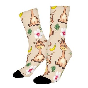 Dsane Funny Monkey Women Printed Crew Socks Funny Funky Socks Soft Polyester Novelty Gifts for Artists Men - 1 of 4