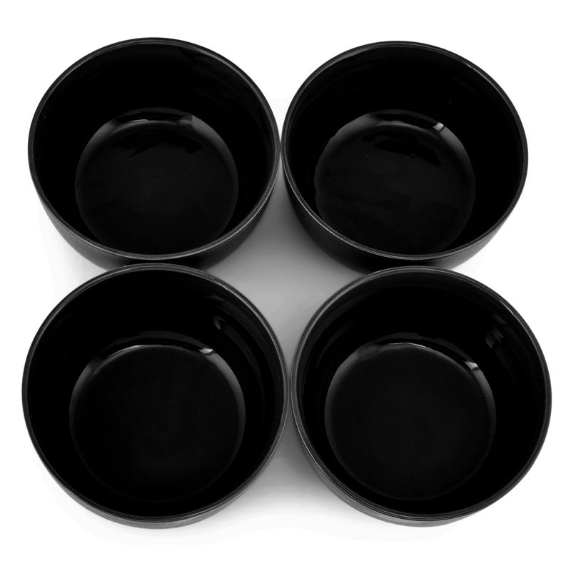 Elanze Designs Bistro Glossy Ceramic 6.5 inch Soup Bowls Set of 4, Black, 3 of 7
