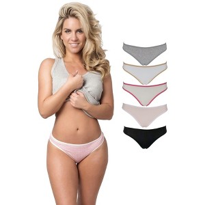 Emprella Women's 5pk Cotton Comfort Thong Underwear - 1 of 4