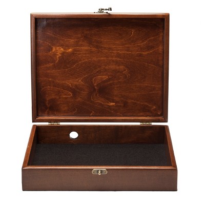 Walnut Stain Wooden Valet Box with Felt Lining