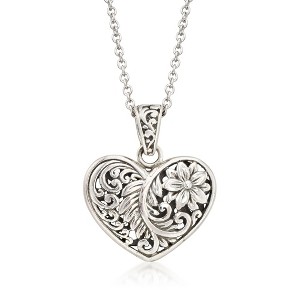 Ross-Simons Balinese Sterling Silver Heart Pendant Necklace - 1 of 4