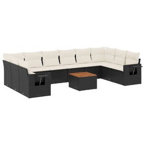 vidaXL Garden Sofa Set Black, Cream - 1 of 4