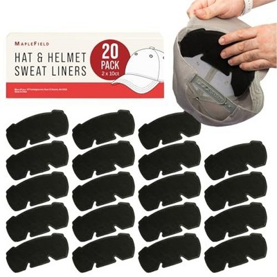 Maplefield Helmet and Hat Sweat Liner - 20 Pack - Disposable Sweat Pads - Prevents Stains and Odors - One Size Fits All Caps