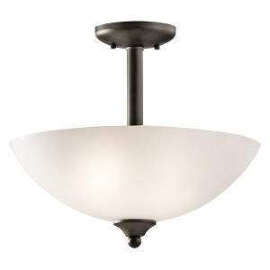 Jolie 15" 2 Light Convertible Inverted Pendant and Semi Flush with Satin Etched Glass in Brushed Nickel - 1 of 4