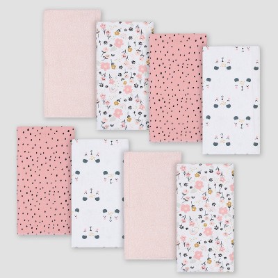 Gerber Baby Girls' 8pk Bear Burpcloth - White