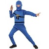 HalloweenCostumes.com Blue Ninja Master Kid's Costume for Boys and Girls, Shadow Warrior Outfit with Dragon Embalm for Halloween - 2 of 4
