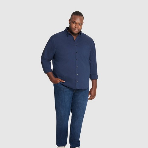 Van Heusen Men's Big & Tall Long Sleeve Button-down Shirt - Black Iris 4xlt  : Target