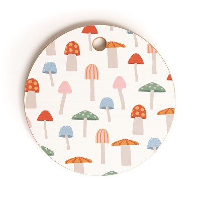 Little Arrow Design Co mushrooms on white Cutting Board - Round