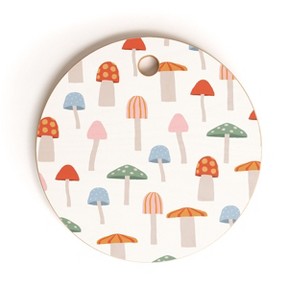 Little Arrow Design Co mushrooms on white Cutting Board - Round - 1 of 3