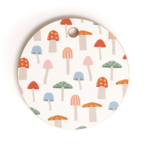 Little Arrow Design Co mushrooms on white Cutting Board - Round - image 1 of 3