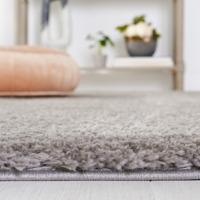 Gray Geometric Shag Synthetic Square Area Rug, 6'7" x 6'7"