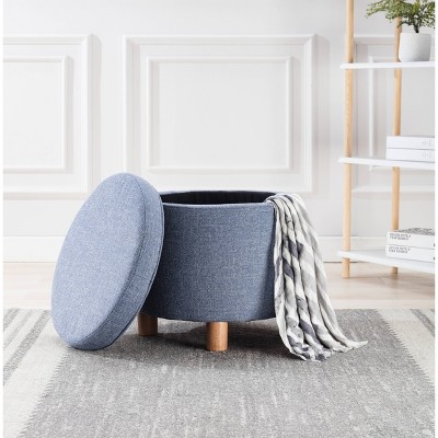 Round Storage Ottoman with Lift Off Lid - WOVENBYRD