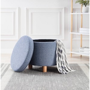 Round Storage Ottoman with Lift Off Lid - WOVENBYRD - 1 of 4