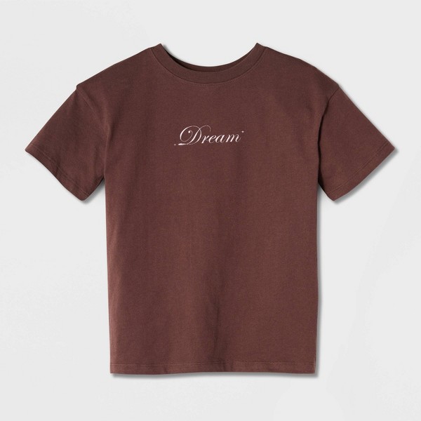 Playera de niña manga corta 100% algodón 'Dream' talla grande con gráfico - Cat & Jack™ Café 2