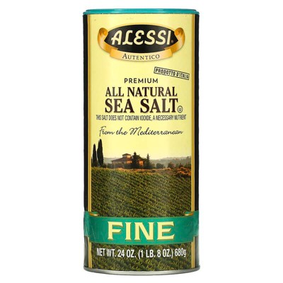 Alessi, Premium All Natural Sea Salt, Fine, 24 oz